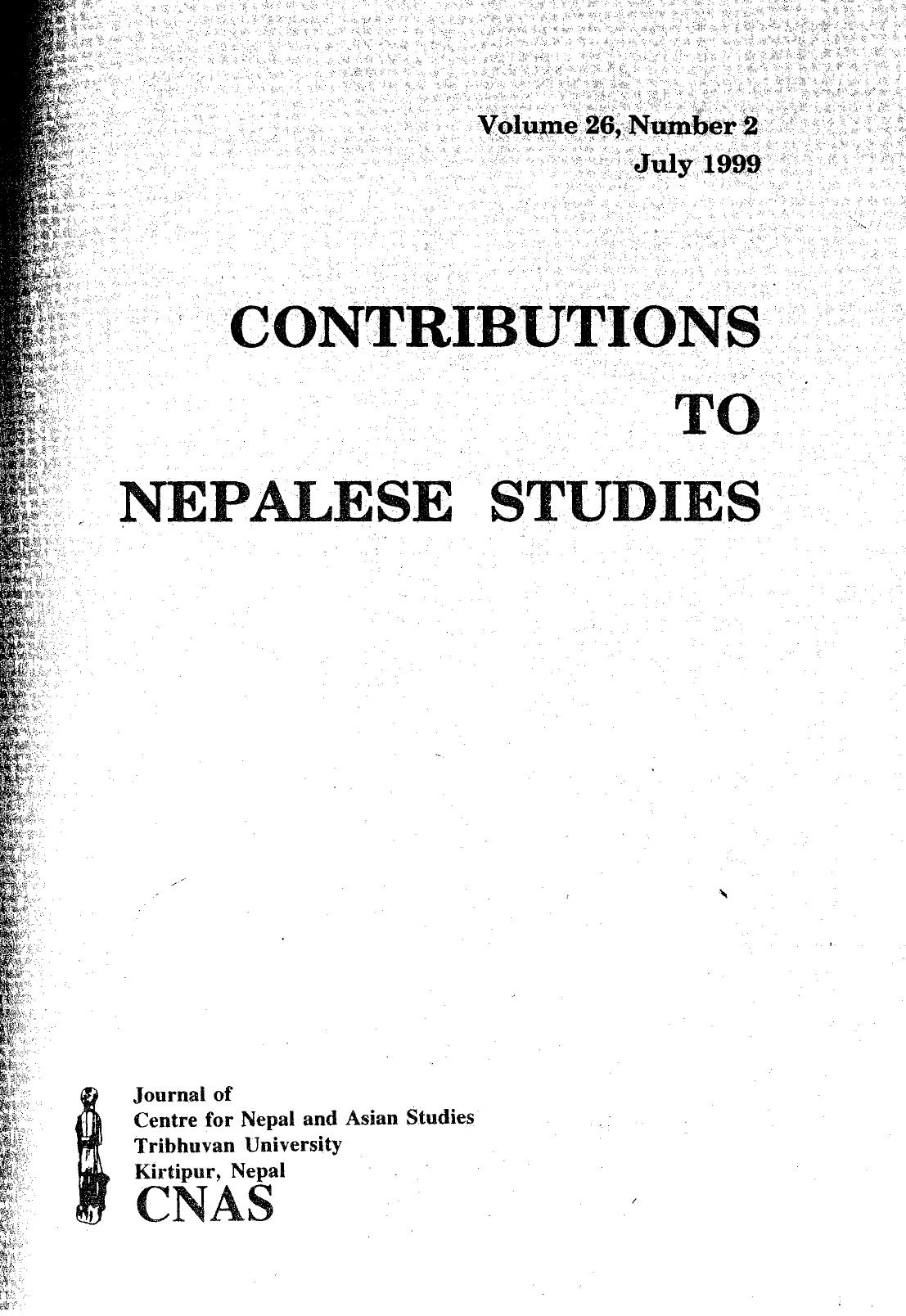 Contributions To Nepalese Studies: Volume26-02